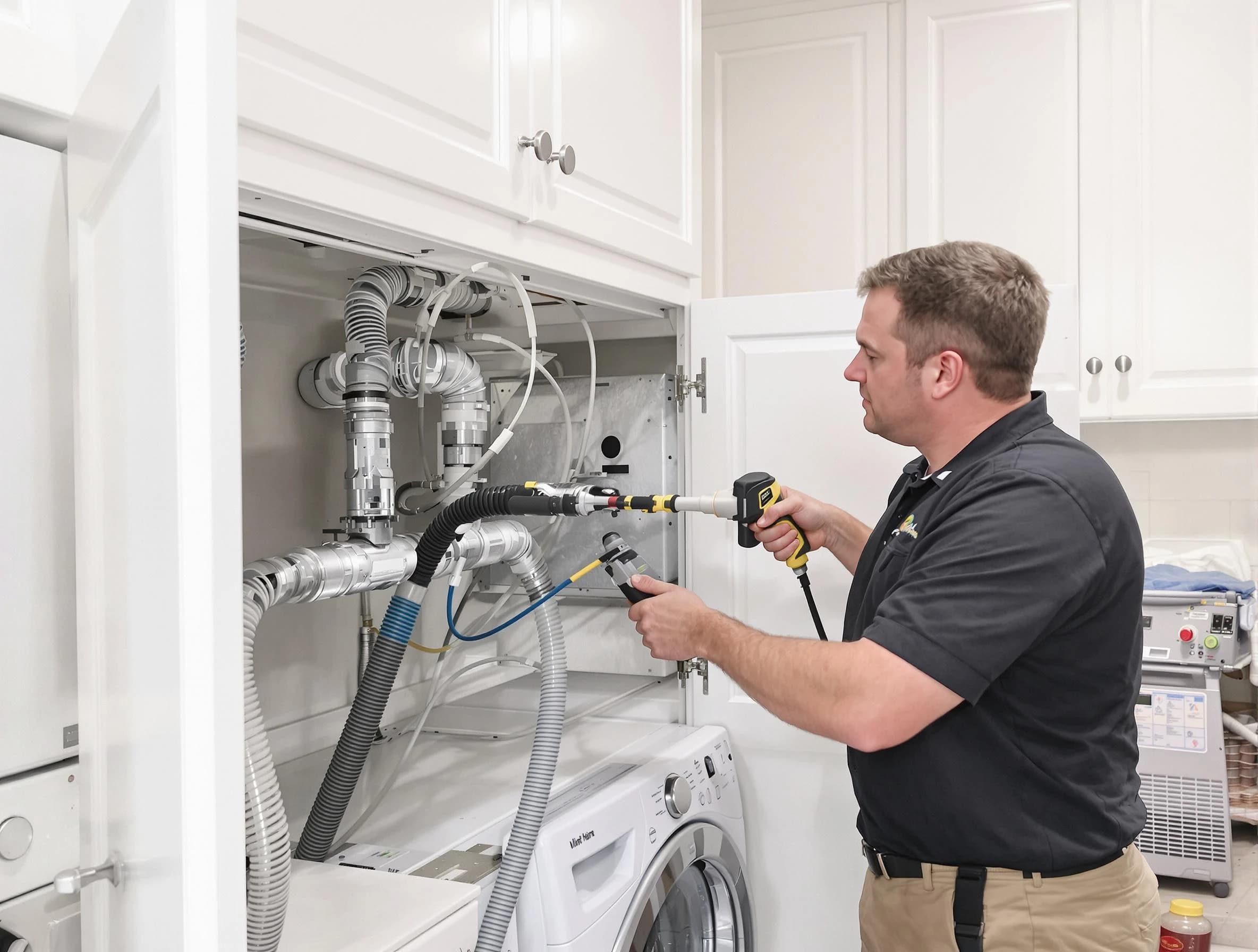 Beaver Falls Dryer Vent Cleaning professional removing severe blockage from a clogged dryer vent in Beaver Falls