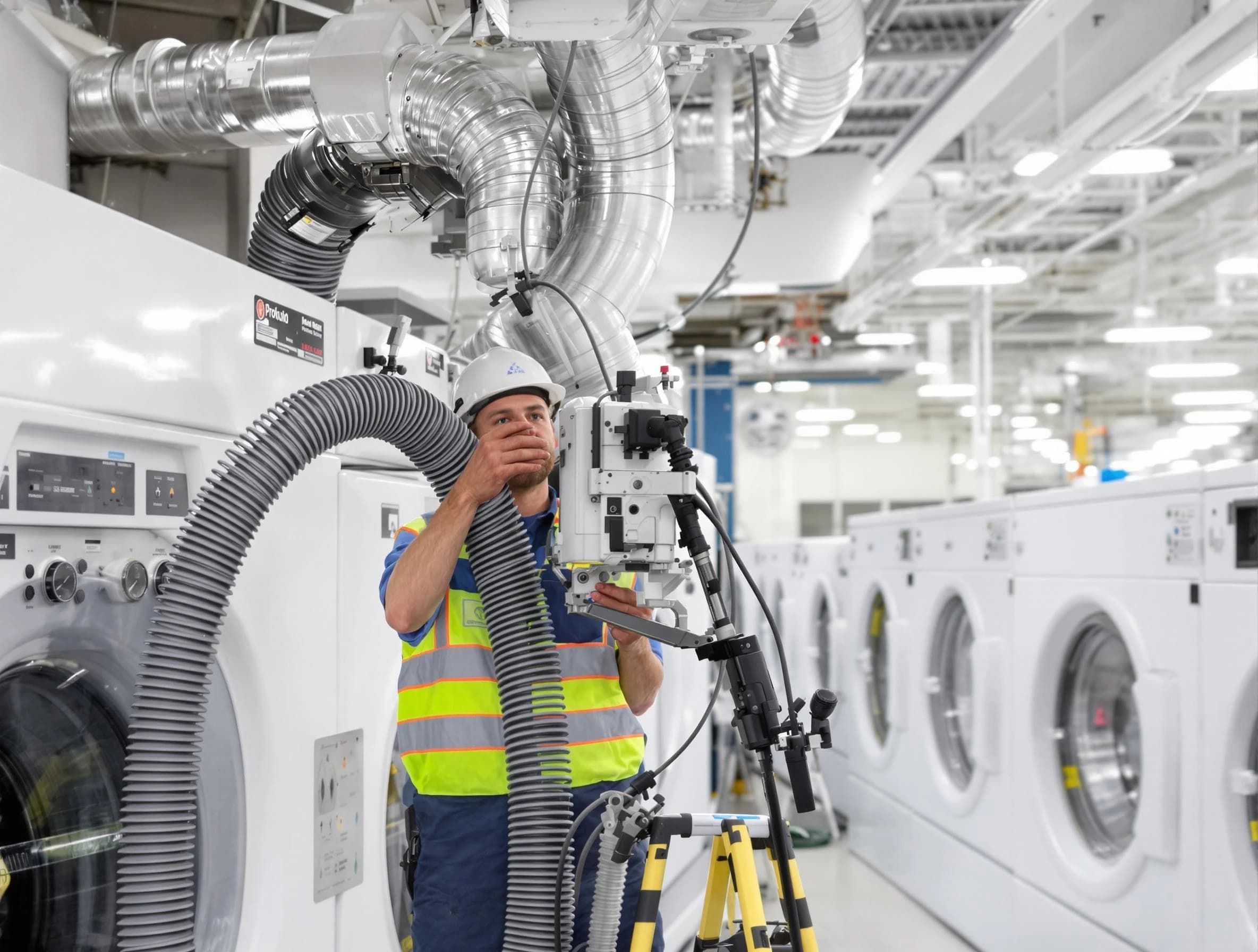 Beaver Falls Dryer Vent Cleaning team performing commercial-grade dryer vent cleaning at a business facility in Beaver Falls