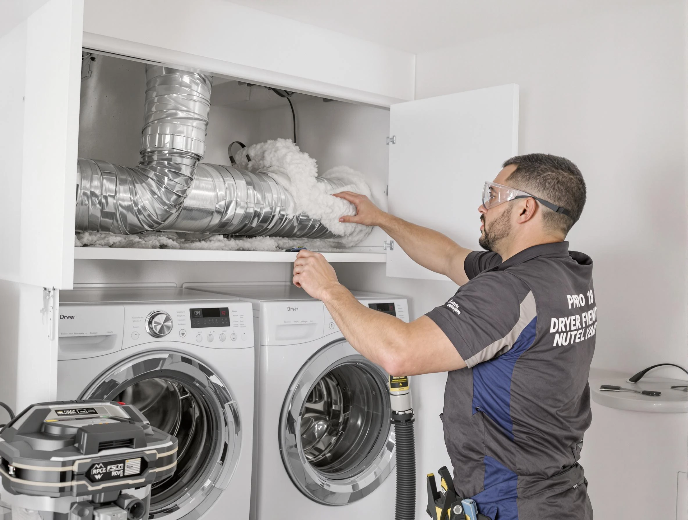 Beaver Falls Dryer Vent Cleaning certified technician performing specialized gas dryer vent cleaning in Beaver Falls