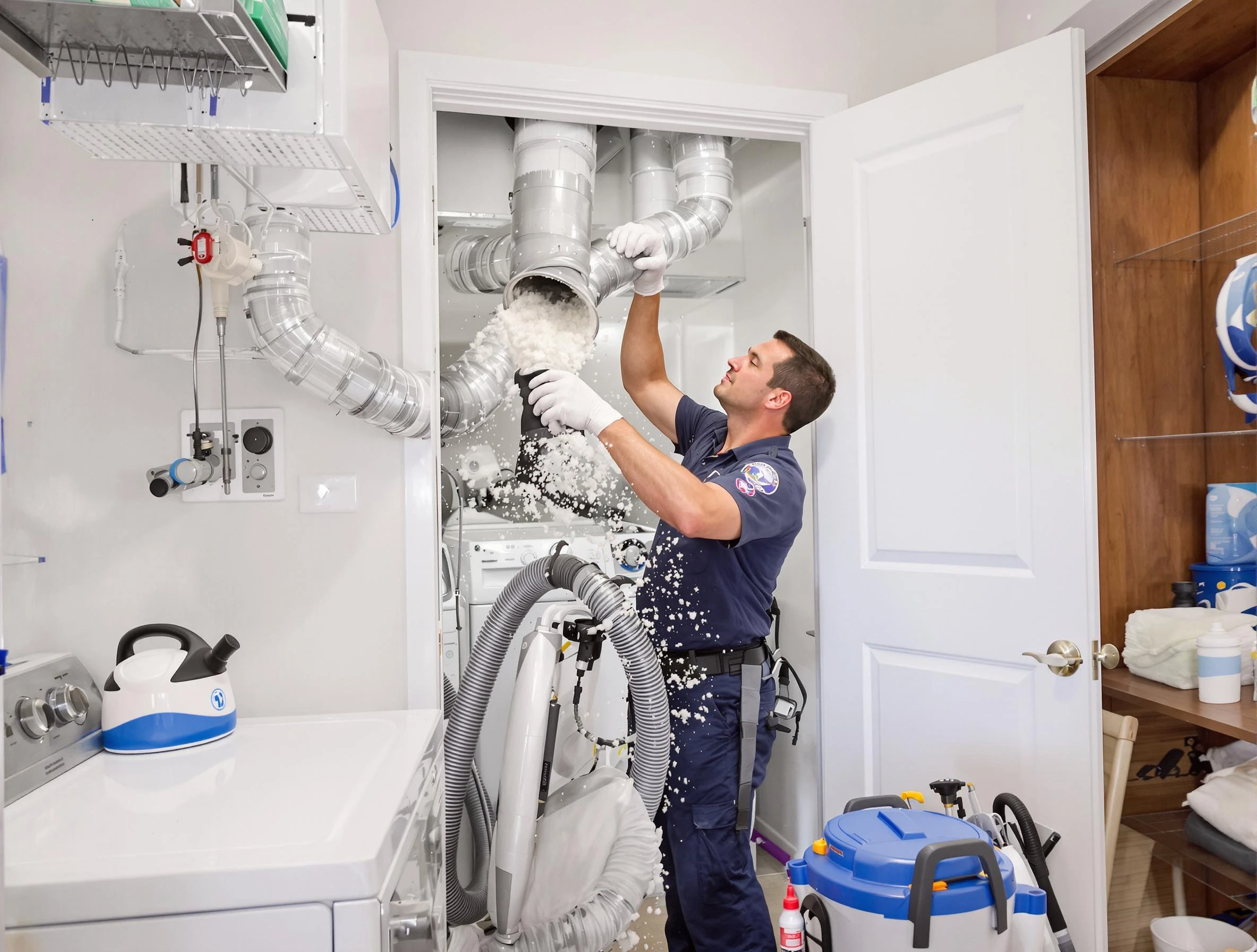 Beaver Falls Dryer Vent Cleaning technician delivering thorough residential dryer vent cleaning service in Beaver Falls